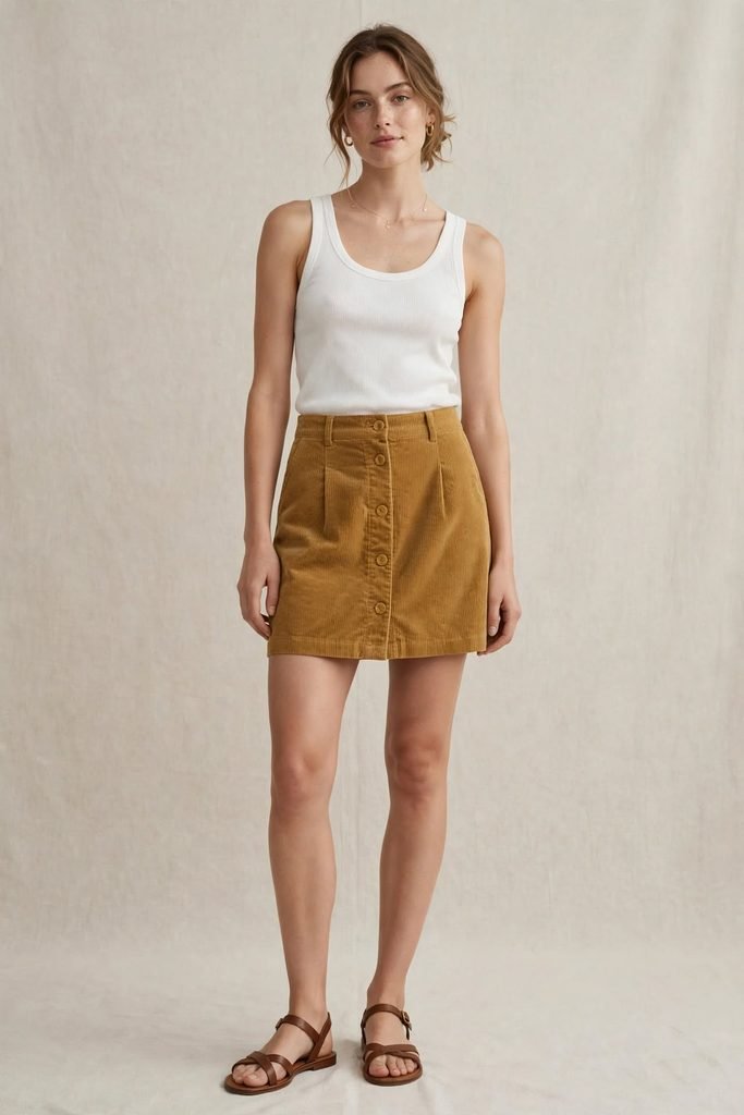 Mustard corduroy mini skirt